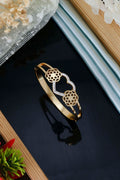 Premium Gold-Tone Heart & Floral Designer Bracelet for Women | Stainless Steel Kada