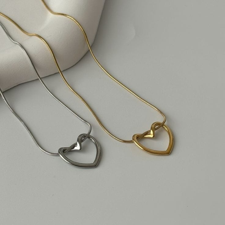Gold-Tone Open Heart Pendant Necklace